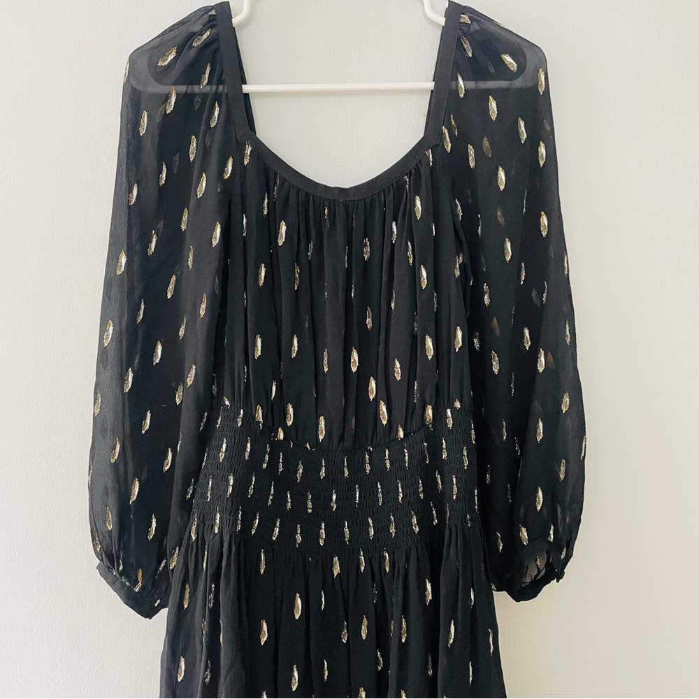 REBECCA TAYLOR Silk Metallic Clip Dot Dress Size 2 - Picture 15 of 16